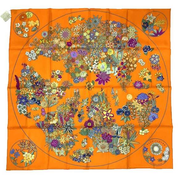 HERMES Scarf/Muffler Carr 90 PLANIFLEURS H003965S